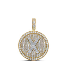Load image into Gallery viewer, 10kt Two-tone Gold Men&#39;s Round Diamond X Circle Letter Charm Pendant - 3-3/4 Cttw - Alternate view 1 from Splendid Jewellery