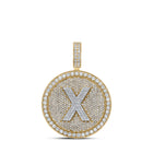 10kt Two-tone Gold Men's Round Diamond X Circle Letter Charm Pendant - 3-3/4 Cttw - Alternate view 1 from Splendid Jewellery
