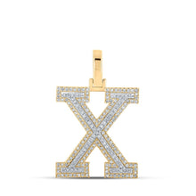 Load image into Gallery viewer, 10kt Two-tone Gold Men&#39;s Diamond X Initial Letter Pendant - 1/2 Cttw - Splendid Jewellery - Alternate view 1 from Splendid Jewellery