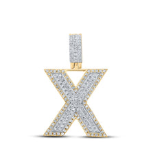 Load image into Gallery viewer, 10kt Two-tone Gold Mens Round Diamond X Initial Letter Pendant 1/2 Cttw - Alternate view 1 from Splendid Jewellery
