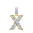 10kt Two-tone Gold Mens Round Diamond X Initial Letter Pendant 1/2 Cttw - Alternate view 1 from Splendid Jewellery