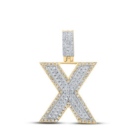 10kt Two-tone Gold Mens Round Diamond X Initial Letter Pendant 1/2 Cttw - Alternate view 1 from Splendid Jewellery