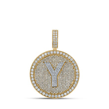 Load image into Gallery viewer, 10kt Two-tone Gold Men&#39;s Round Diamond Y Initial Letter Charm Pendant - 3-7/8 Cttw | Splendid Jewellery - Alternate view 1 from Splendid Jewellery