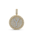 10kt Two-tone Gold Men's Round Diamond Y Initial Letter Charm Pendant - 3-7/8 Cttw | Splendid Jewellery - Alternate view 1 from Splendid Jewellery