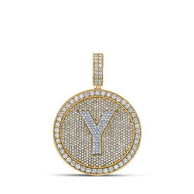 10kt Two-tone Gold Men's Round Diamond Y Initial Letter Charm Pendant - 3-7/8 Cttw | Splendid Jewellery - Alternate view 1 from Splendid Jewellery