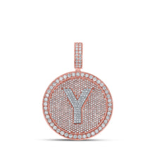 Load image into Gallery viewer, 10kt Two-tone Gold Men&#39;s Round Diamond Y Initial Charm Pendant - 3-7/8 Cttw - Alternate view 1 from Splendid Jewellery