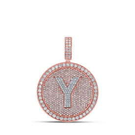 10kt Two-tone Gold Men's Round Diamond Y Initial Charm Pendant - 3-7/8 Cttw - Alternate view 1 from Splendid Jewellery
