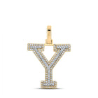 10kt Two-tone Gold Mens Round Diamond Y Initial Letter Pendant 3/8 Cttw - Exquisite Men's Diamond Charm Pendant - Alternate view 1 from Splendid Jewellery