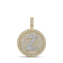 Load image into Gallery viewer, 10kt Two-tone Gold Men&#39;s Round Diamond Z Initial Letter Charm Pendant - 3-3/4 Cttw - Splendid Jewellery - Alternate view 1 from Splendid Jewellery
