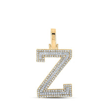 Load image into Gallery viewer, 10kt Two-tone Gold Men&#39;s Round Diamond Z Initial Letter Pendant - 3/8 Cttw - Alternate view 1 from Splendid Jewellery