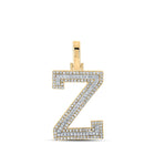 10kt Two-tone Gold Men's Round Diamond Z Initial Letter Pendant - 3/8 Cttw - Alternate view 1 from Splendid Jewellery