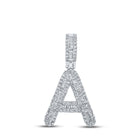 10kt White Gold Mens Baguette Diamond A Initial Letter Pendant 1/2 Cttw - Distinguished Elegance - Alternate view 1 from Splendid Jewellery