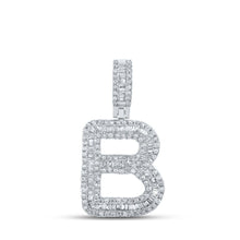 Load image into Gallery viewer, 10kt White Gold Baguette Diamond B Initial Pendant for Men - 5/8 Cttw - Alternate view 1 from Splendid Jewellery