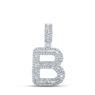 10kt White Gold Baguette Diamond B Initial Pendant for Men - 5/8 Cttw - Alternate view 1 from Splendid Jewellery