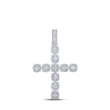 Load image into Gallery viewer, 10kt White Gold Baguette and Round Diamond Cross Pendant - 1-7/8 Cttw - Alternate view 1 from Splendid Jewellery