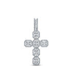 10kt White Gold Baguette and Round Diamond Cross Pendant - 1 Cttw - Alternate view 1 from Splendid Jewellery