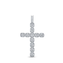 Load image into Gallery viewer, 10kt White Gold Baguette and Round Diamond Cross Pendant - 2-1/3 Cttw - Alternate view 1 from Splendid Jewellery