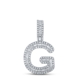 10kt White Gold Men's Baguette Diamond G Initial Pendant - 1/2 Cttw - Alternate view 1 from Splendid Jewellery
