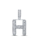 10kt White Gold Baguette Diamond H Initial Charm Pendant - 1/2 Cttw for Men - Alternate view 1 from Splendid Jewellery