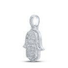 10kt White Gold Baguette Diamond Hamsa Charm Pendant for Men - 7/8 Cttw - Alternate view 2 from Splendid Jewellery