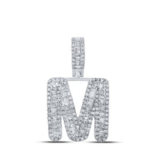 Load image into Gallery viewer, 10kt White Gold Men&#39;s Baguette Diamond M Initial Pendant - 3/4 Cttw | Splendid Jewellery - Alternate view 1 from Splendid Jewellery