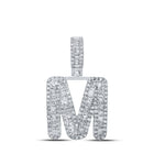 10kt White Gold Men's Baguette Diamond M Initial Pendant - 3/4 Cttw | Splendid Jewellery - Alternate view 1 from Splendid Jewellery