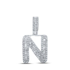 10kt White Gold Men's Baguette Diamond N Initial Pendant - 1/2 Cttw - Alternate view 1 from Splendid Jewellery