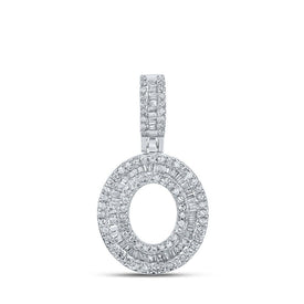 10kt White Gold Men's Baguette Diamond O Initial Pendant - 1/2 Cttw - Alternate view 1 from Splendid Jewellery
