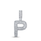 10kt White Gold Men's Baguette Diamond P Initial Letter Pendant 3/8 Cttw - Alternate view 1 from Splendid Jewellery