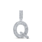 10kt White Gold Baguette Diamond Q Initial Pendant - 1/2 Cttw - Men's Diamond Charm - Alternate view 1 from Splendid Jewellery