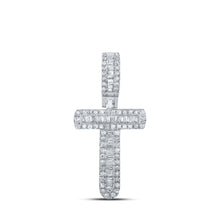 Load image into Gallery viewer, 10kt White Gold Men&#39;s Baguette Diamond T Initial Letter Pendant 1/3 Cttw - Alternate view 1 from Splendid Jewellery