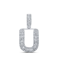 Load image into Gallery viewer, 10kt White Gold Men&#39;s Baguette Diamond U Initial Pendant - 3/8 Cttw - Alternate view 1 from Splendid Jewellery