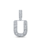 10kt White Gold Men's Baguette Diamond U Initial Pendant - 3/8 Cttw - Alternate view 1 from Splendid Jewellery