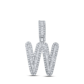 10kt White Gold Mens Baguette Diamond W Initial Letter Pendant 5/8 Cttw Top view from the 10Kt White Gold Womens Baguette Diamond W Initial Letter Pendant 5 8 Cttwpin215710 collection by Splendid Jewellery