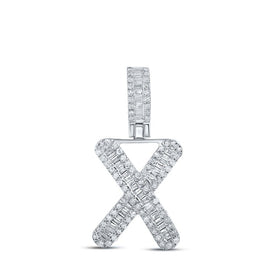 10kt White Gold Baguette and Round Diamond X Initial Pendant for Men - 3/8 Cttw Top view from the 10Kt White Gold Womens Baguette Diamond X Initial Letter Pendant 3 8 Cttwpin215715 collection by Splendid Jewellery