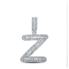 Load image into Gallery viewer, 10kt White Gold Baguette Diamond Z Initial Pendant - 1/2 Cttw Top view from the 10Kt White Gold Womens Baguette Diamond Z Initial Letter Pendant 1 2 Cttwpin215716 collection by Splendid Jewellery