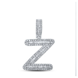 10kt White Gold Baguette Diamond Z Initial Pendant - 1/2 Cttw Top view from the 10Kt White Gold Womens Baguette Diamond Z Initial Letter Pendant 1 2 Cttwpin215716 collection by Splendid Jewellery