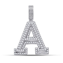 Load image into Gallery viewer, 10kt White Gold Mens Round Diamond A Letter Charm Pendant 1-3/4 Cttw | Splendid Jewellery - Alternate view 1 from Splendid Jewellery