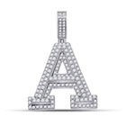 10kt White Gold Mens Round Diamond A Letter Charm Pendant 1-3/4 Cttw | Splendid Jewellery - Alternate view 1 from Splendid Jewellery