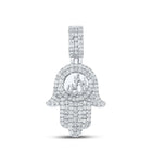 10kt White Gold Men's Round Diamond Allah Hamsa Charm Pendant 3 Cttw | Splendid Jewellery - Alternate view 1 from Splendid Jewellery