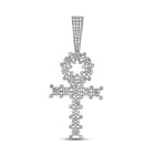 10kt White Gold Men's Round Diamond Ankh Cross Charm Pendant - 1 Cttw | Splendid Jewellery - Alternate view 1 from Splendid Jewellery