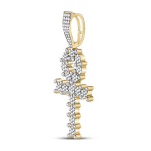 Load image into Gallery viewer, 10kt White Gold Men&#39;s Round Diamond Ankh Cross Charm Pendant - 1 Cttw | Splendid Jewellery - Alternate view 2 from Splendid Jewellery