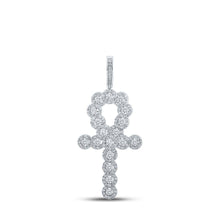 Load image into Gallery viewer, 10kt White Gold Men&#39;s Diamond Ankh Cross Charm Pendant - 1 Cttw - Alternate view 1 from Splendid Jewellery