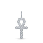 10kt White Gold Men's Diamond Ankh Cross Charm Pendant - 1 Cttw - Alternate view 1 from Splendid Jewellery