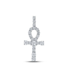 Load image into Gallery viewer, 10kt White Gold Men&#39;s Round Diamond Ankh Cross Charm Pendant - 1/5 Cttw - Splendid Jewellery - Alternate view 1 from Splendid Jewellery