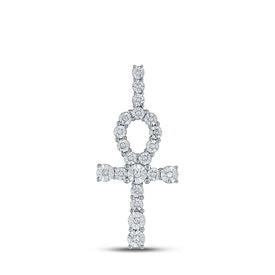 10kt White Gold Men's Round Diamond Ankh Cross Charm Pendant - 1/5 Cttw - Splendid Jewellery - Alternate view 1 from Splendid Jewellery
