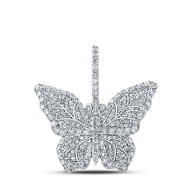 10kt White Gold Men's Round Diamond Butterfly Charm Pendant - 1-1/2 Cttw: A Dazzling Delight for Gentlemen Top view from the 10Kt White Gold Womens Round Diamond Butterfly Pendant 1 1 2 Cttwpin217063 collection by Splendid Jewellery