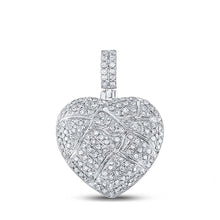 Load image into Gallery viewer, 10kt White Gold Men&#39;s Diamond Cracked Heart Charm Pendant - 3/8 Cttw - Splendid Jewellery - Alternate view 1 from Splendid Jewellery