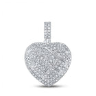 10kt White Gold Men's Diamond Cracked Heart Charm Pendant - 3/8 Cttw - Splendid Jewellery - Alternate view 1 from Splendid Jewellery