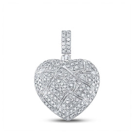 10kt White Gold Men's Diamond Cracked Heart Charm Pendant - 3/8 Cttw - Splendid Jewellery - Alternate view 1 from Splendid Jewellery